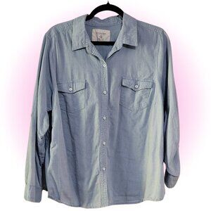 SONOMA 100% COTTON DENIM WOMEN'S BUTTON-DOWN SHIRT TOP 2X